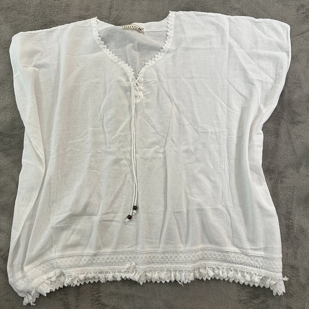 Seaspice Resort Wear 100% Peruvian Cotton Swim Swimsuit Coverup MEDIUM White